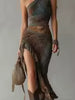 Zaira- Abito midi in stile boho con arricciature