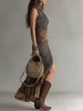 Zaira- Abito midi in stile boho con arricciature